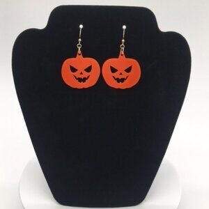 Custom Laser Cut Acrylic Halloween Scary Pumpkin Earrings
